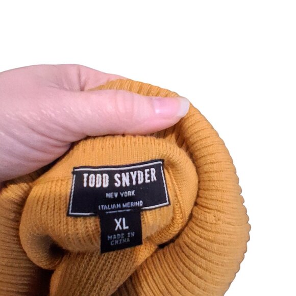 Todd Snyder New York Italian Merino turtleneck sweater mens XL mustard ribbed - Picture 3 of 4